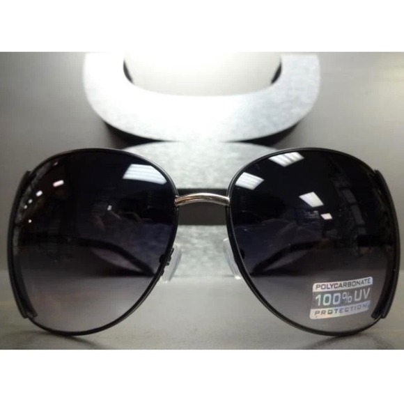 Accessories - Womens Oversized Round Sunglasses Black Gradient Lens 100% UV Protection Y2K